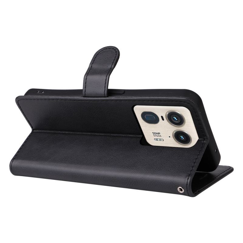 Bőrtok Motorola Edge 50 Ultra Sima Műbőr Szíjjal