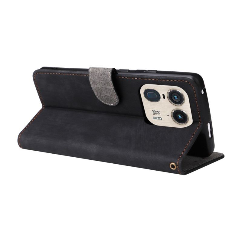 Bőrtok Motorola Edge 50 Ultra Velúr Effektus Rfid Blokkolással