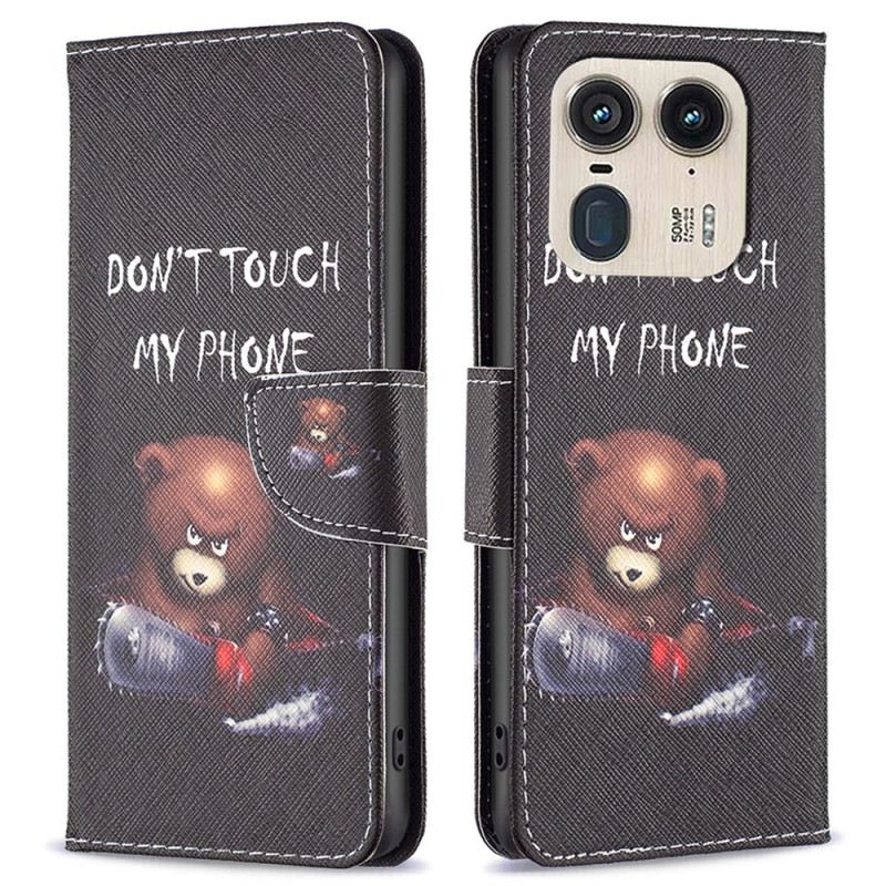 Bőrtok Motorola Edge 50 Ultra Veszélyes Medve