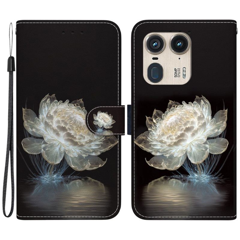 Fliptok Motorola Edge 50 Ultra Kristály Bazsarózsa Szíjjal