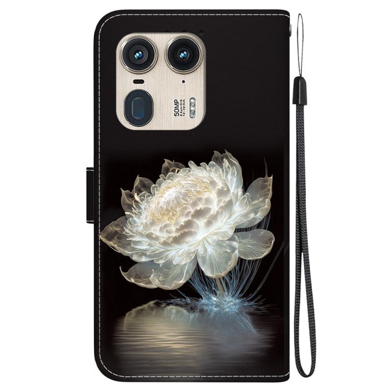 Fliptok Motorola Edge 50 Ultra Kristály Bazsarózsa Szíjjal