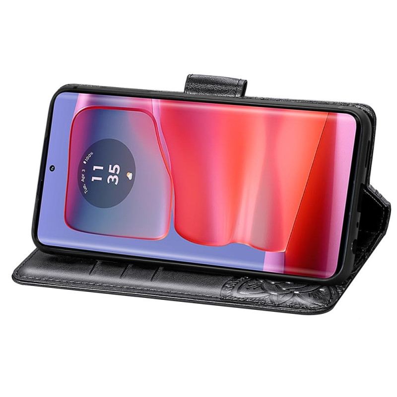 Kinyitható Bőrtok Motorola Edge 50 Ultra Barokk Pillangó