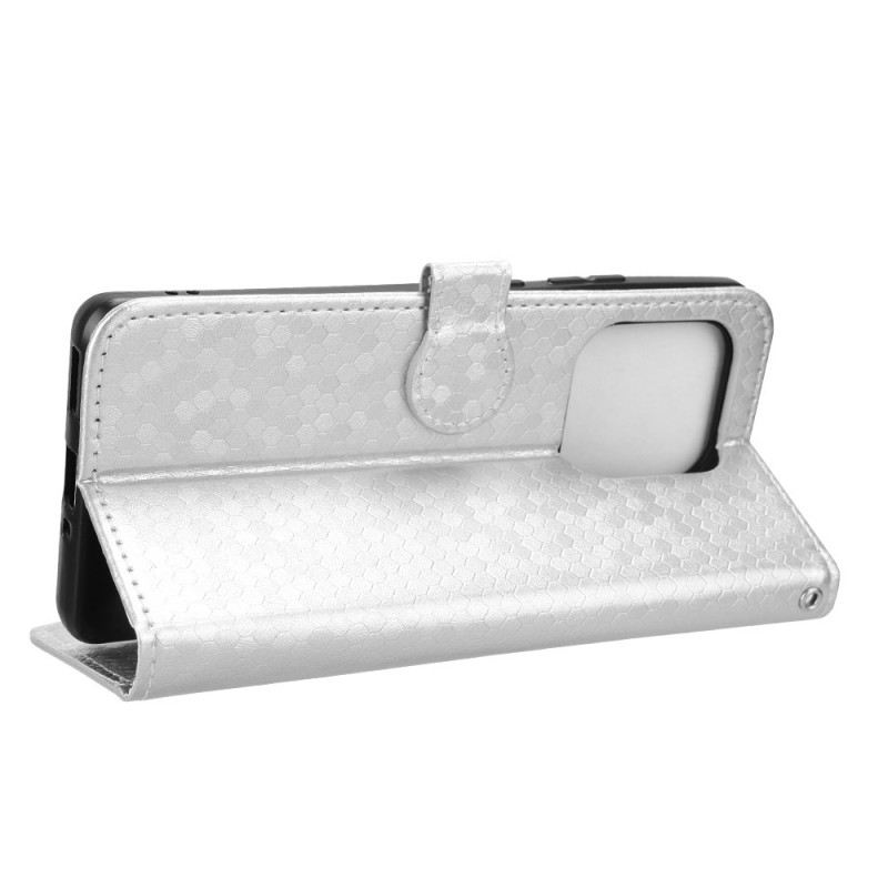 Kinyitható Bőrtok Motorola Edge 50 Ultra Fényes Pontok Szíjjal