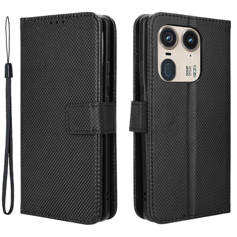 Kinyitható Bőrtok Motorola Edge 50 Ultra Szíjöltések