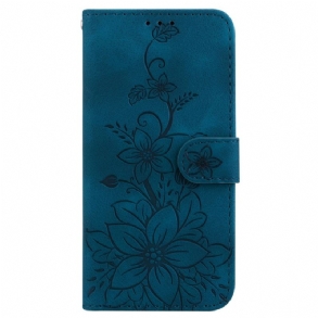 Kinyitható Bőrtok Motorola Edge 50 Ultra Virágos Szíj