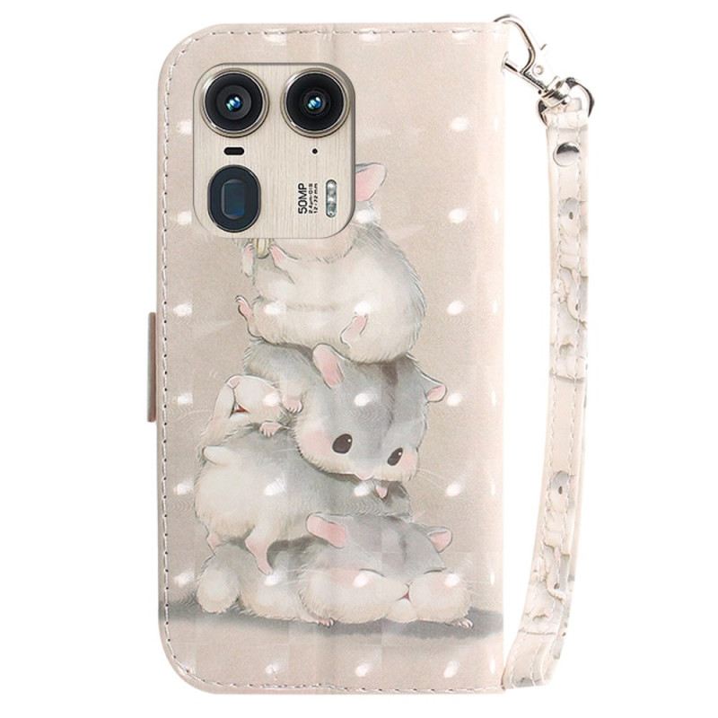 Kinyitható Tokok Motorola Edge 50 Ultra Szíjjal Ellátott Hörcsögök