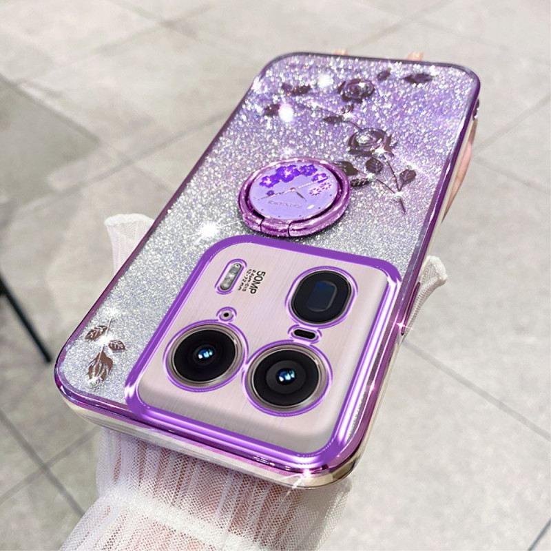 Mobiltelefon Tokok Motorola Edge 50 Ultra Virág És Strassz Tartógyűrű Kadem