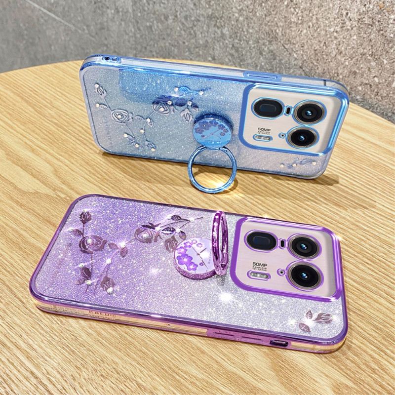 Mobiltelefon Tokok Motorola Edge 50 Ultra Virág És Strassz Tartógyűrű Kadem