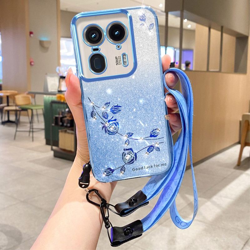 Tok Motorola Edge 50 Ultra Virágok És Strasszok Kadem Szíjjal