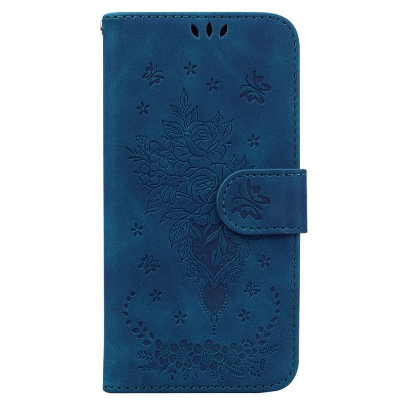 Bőrtok Oppo Reno 12 Pro 5g Pillangók És Virágok Nyomat