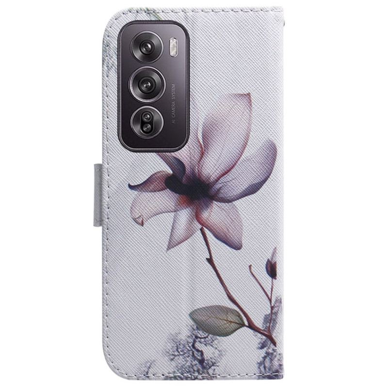 Bőrtok Oppo Reno 12 Pro 5g Rózsaszín Virág