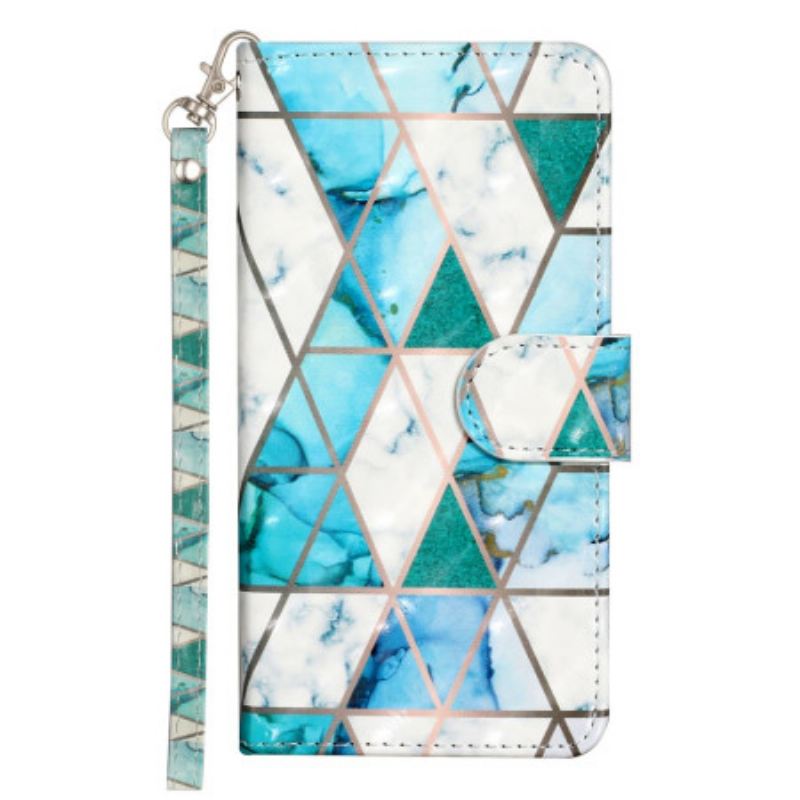 Bőrtok Samsung Galaxy S25 Fe Kék Márvány Nyakpánttal