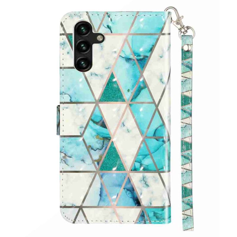 Bőrtok Samsung Galaxy S25 Fe Kék Márvány Nyakpánttal