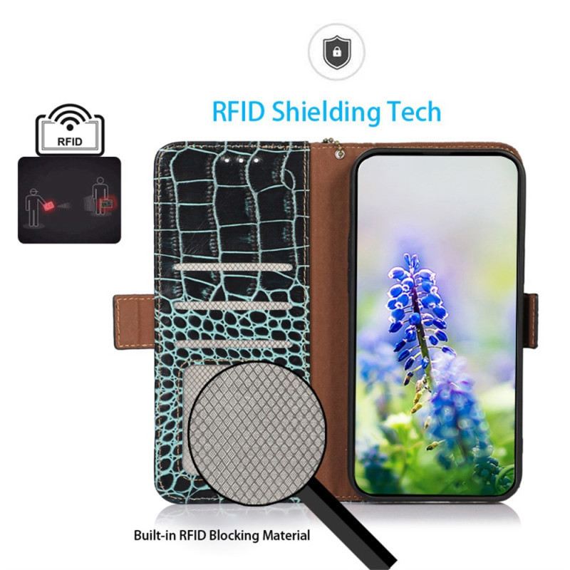 Bőrtok Samsung Galaxy S25 Fe Krokodil Stílusú