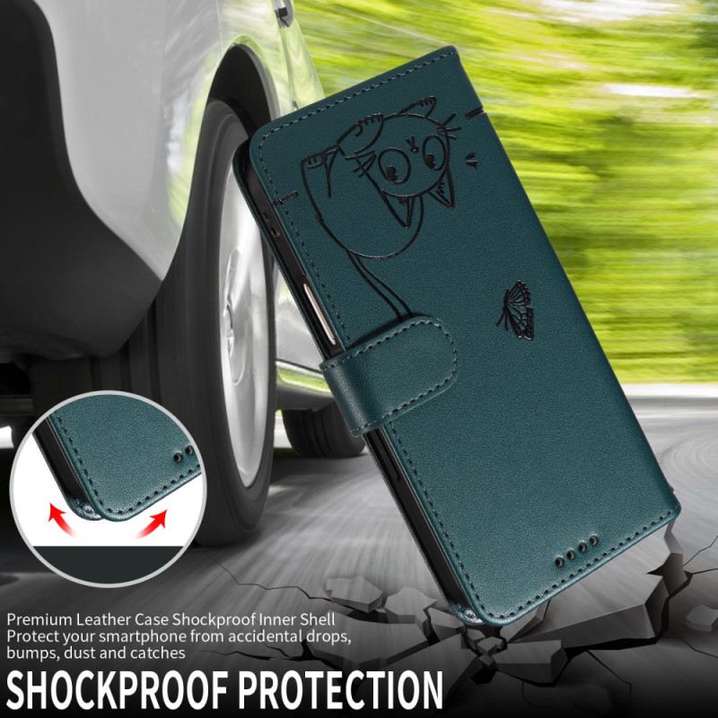 Bőrtok Samsung Galaxy S25 Fe Macskaminta Pánttal