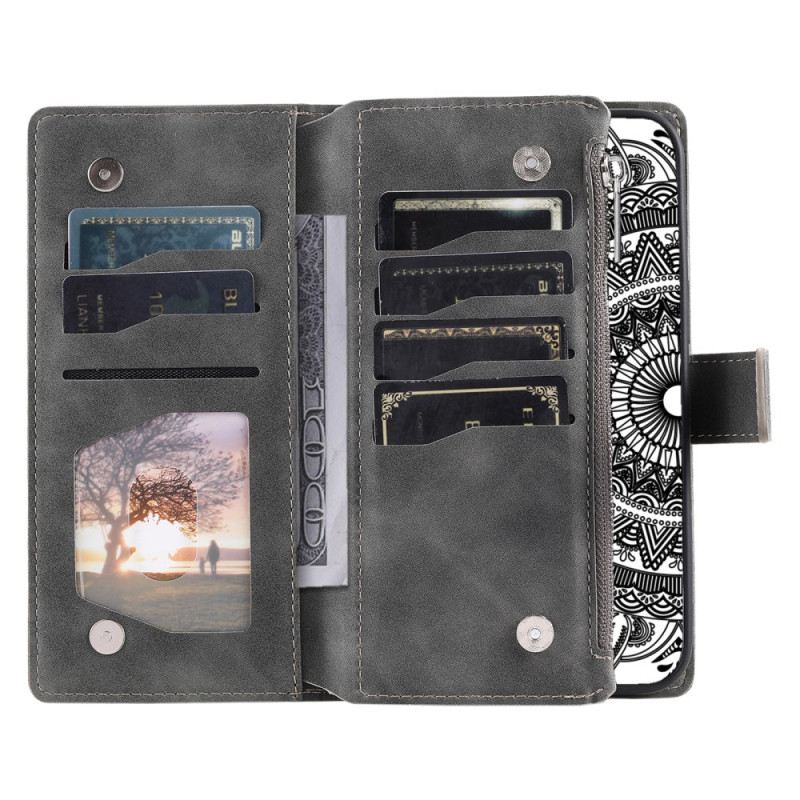Bőrtok Samsung Galaxy S25 Fe Mandala Pénztárca Pánttal