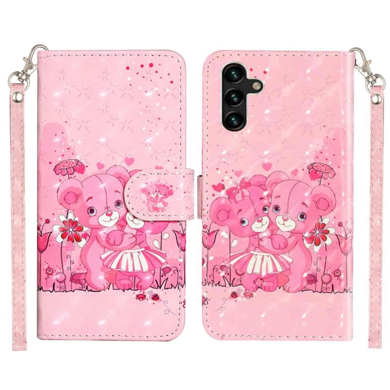 Bőrtok Samsung Galaxy S25 Fe Medvebocsok Nyakpánttal