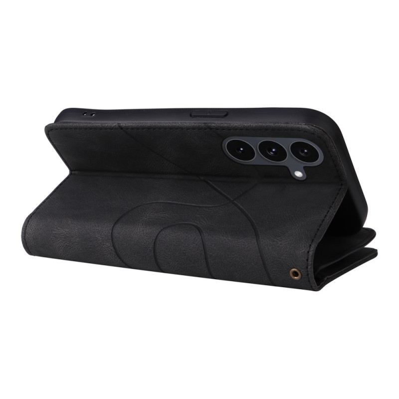 Kinyitható Bőrtok Samsung Galaxy S25 Fe Kétszínű Hullámos