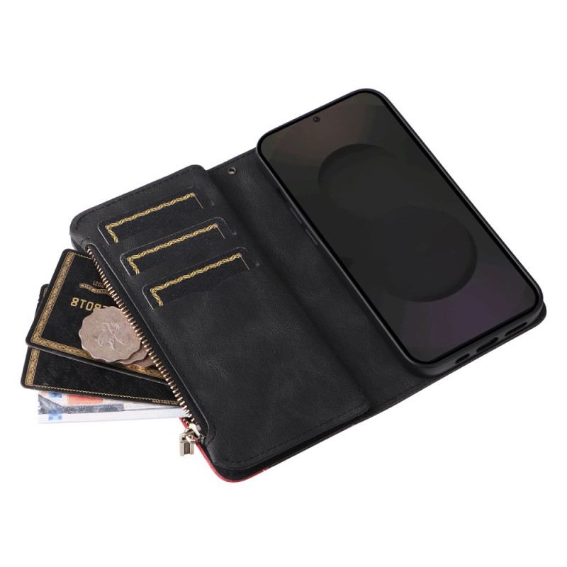 Kinyitható Bőrtok Samsung Galaxy S25 Fe Kétszínű Hullámos