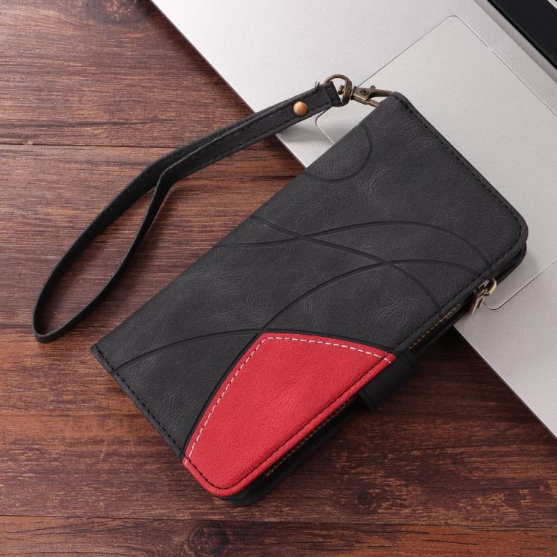 Kinyitható Bőrtok Samsung Galaxy S25 Fe Kétszínű Hullámos