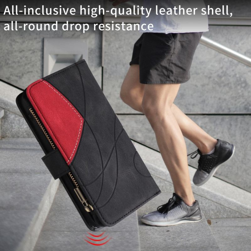 Kinyitható Bőrtok Samsung Galaxy S25 Fe Kétszínű Hullámos