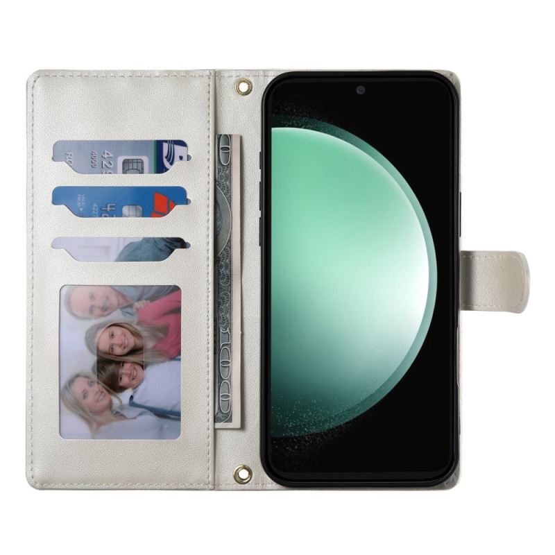 Kinyitható Bőrtok Samsung Galaxy S25 Fe Steppelt Pénztárca Pántokkal