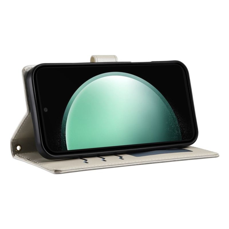 Kinyitható Bőrtok Samsung Galaxy S25 Fe Steppelt Pénztárca Pántokkal