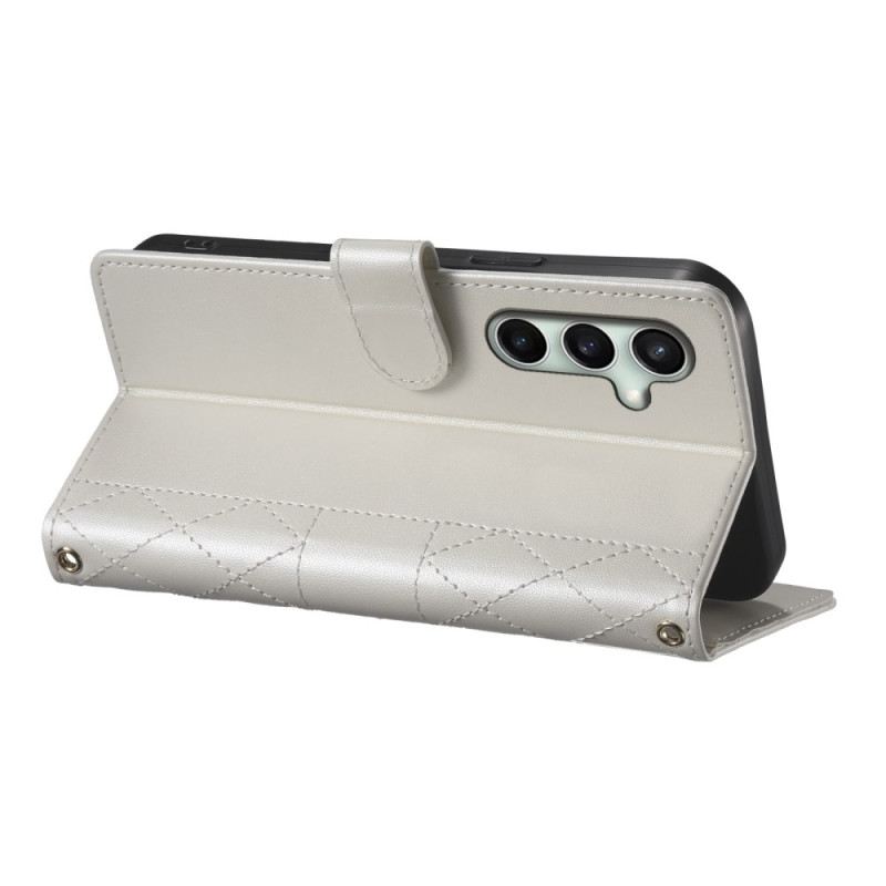 Kinyitható Bőrtok Samsung Galaxy S25 Fe Steppelt Pénztárca Pántokkal