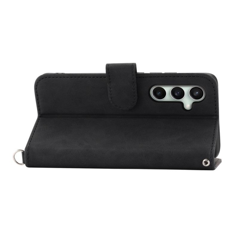 Kinyitható Tokok Samsung Galaxy S25 Fe Csipkemintás Pánttal És Vállpánttal