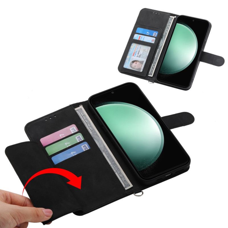 Kinyitható Tokok Samsung Galaxy S25 Fe Csipkemintás Pánttal És Vállpánttal