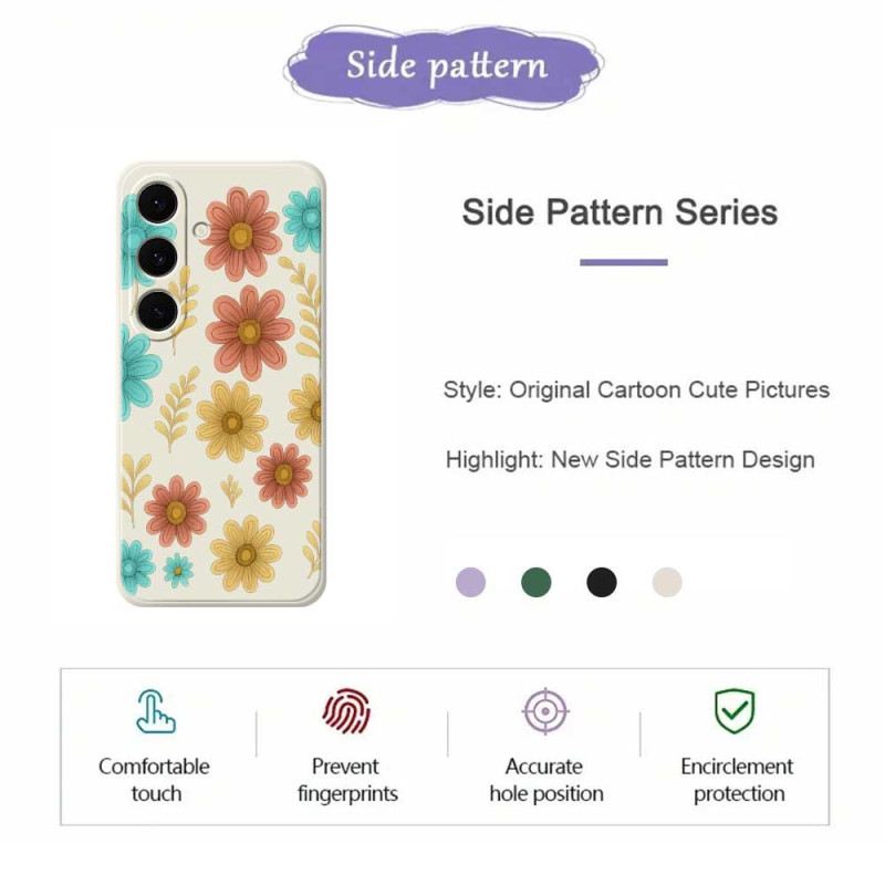 Telefontok Samsung Galaxy S25 Fe Virágmintás Szilikon