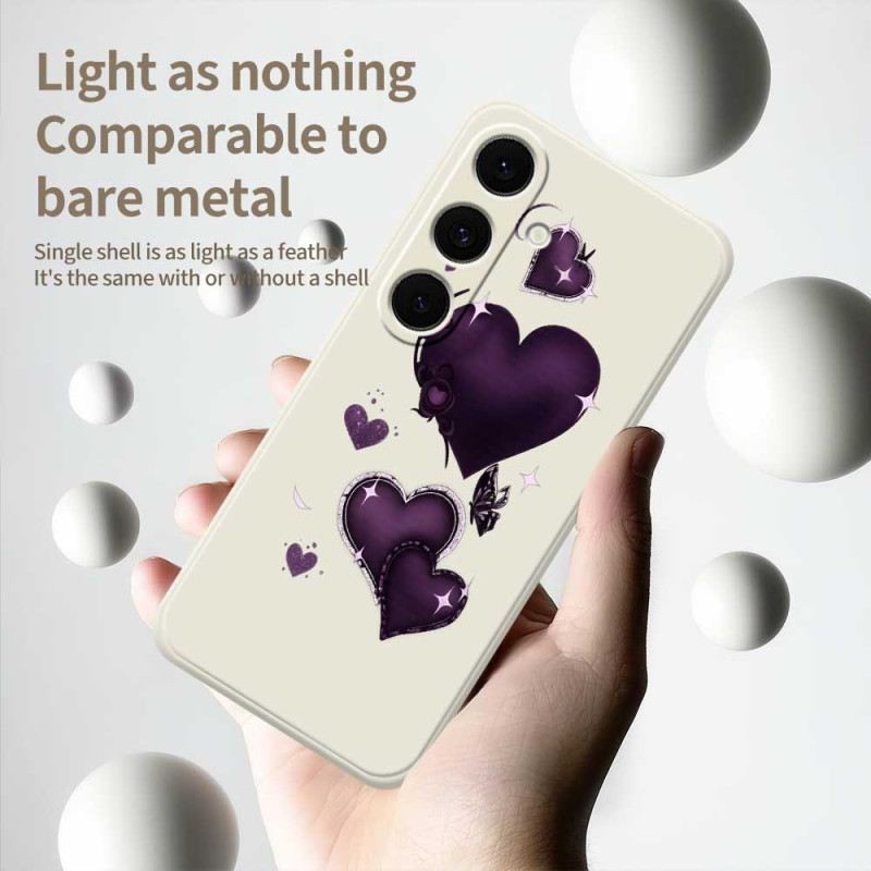 Tok Samsung Galaxy S25 Fe Lila Szív Mintás Szilikon