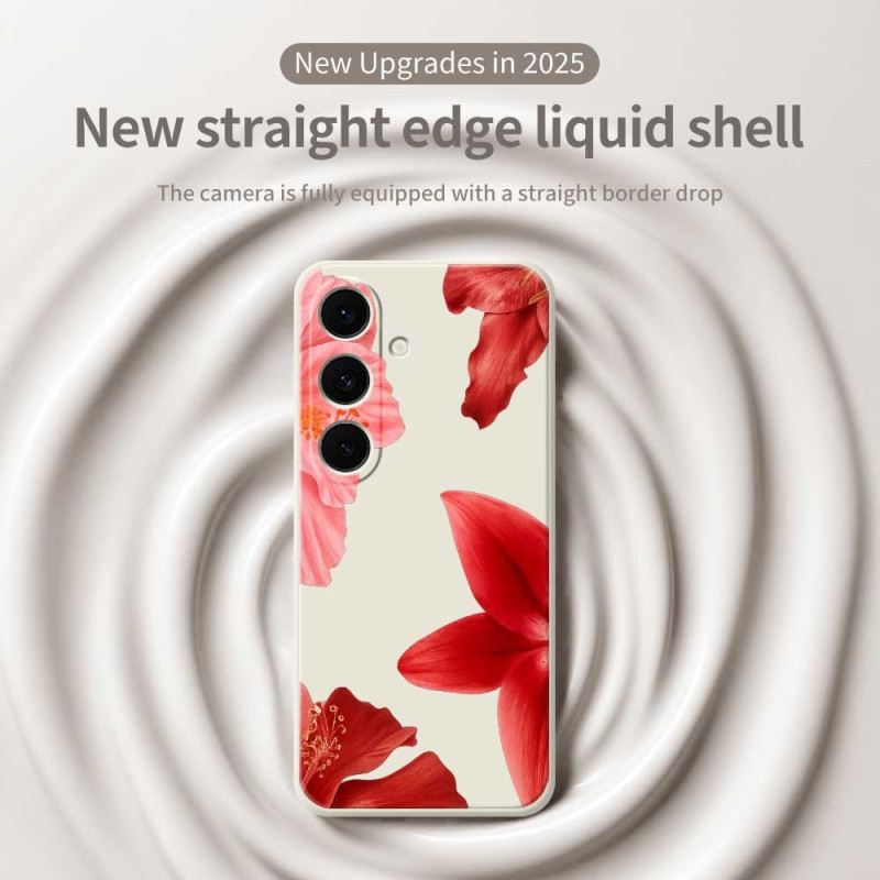 Tok Samsung Galaxy S25 Fe Piros Virágmintás Szilikon