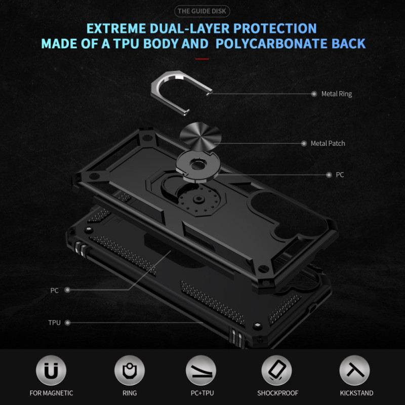 Tok Samsung Galaxy S25 Fe Strapabíró -ban Forgó Gyűrűtartóval