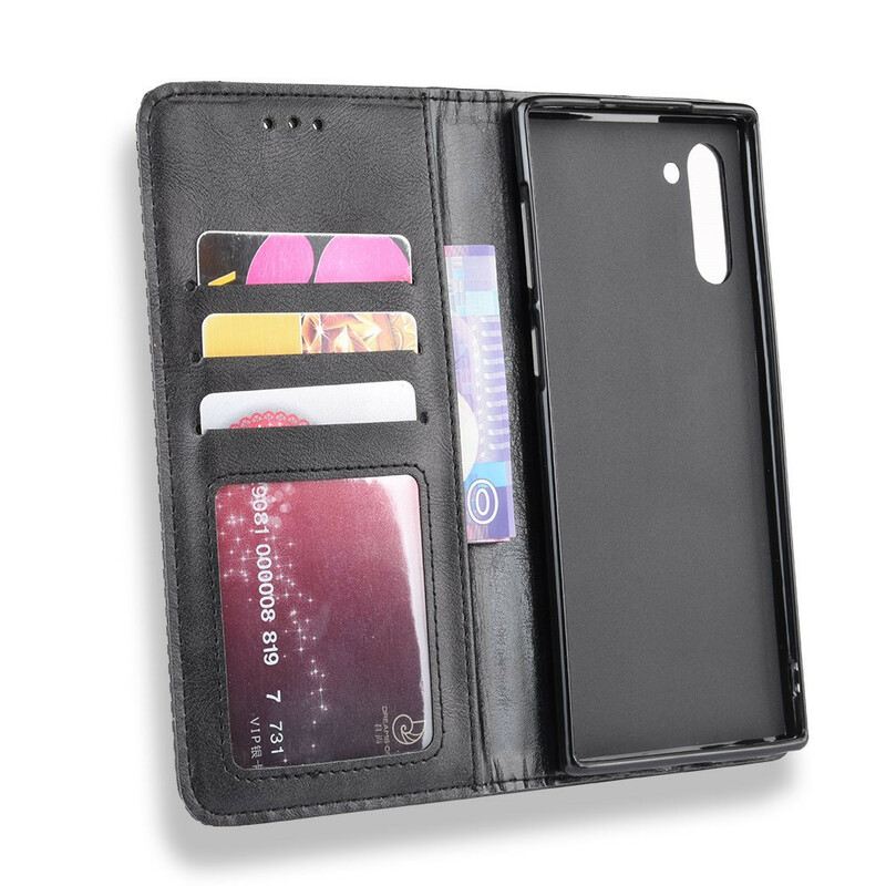 Fliptok Samsung Galaxy Note 10 Bőrtok Stilizált Vintage Bőrhatás