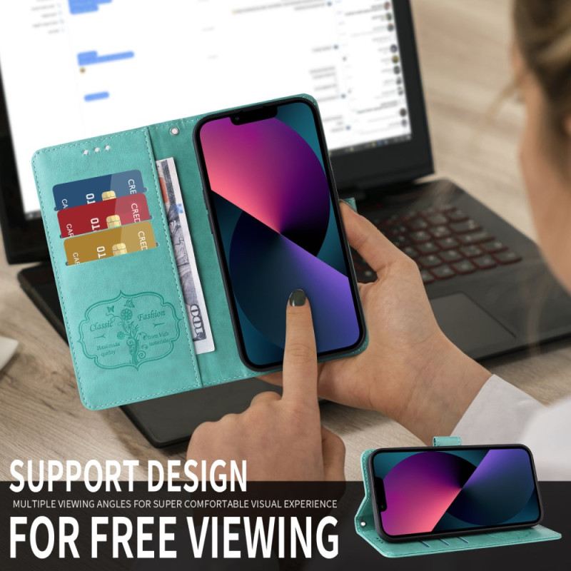 Kinyitható Bőrtok Oppo Find X9 5g Virágos Pillangóminta