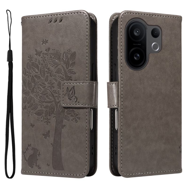 Kinyitható Bőrtok Vivo X200 Fe Macska És Fa