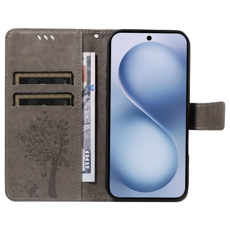 Kinyitható Bőrtok Vivo X200 Fe Macska És Fa