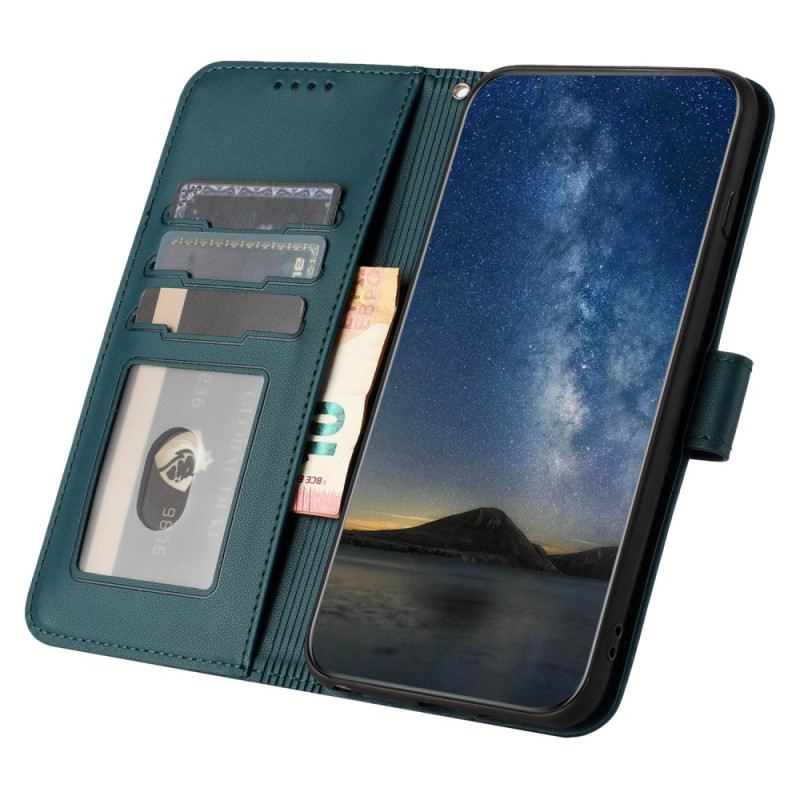 Bőrtok Samsung Galaxy A15 5g Csipke Virágmintás Pánttal