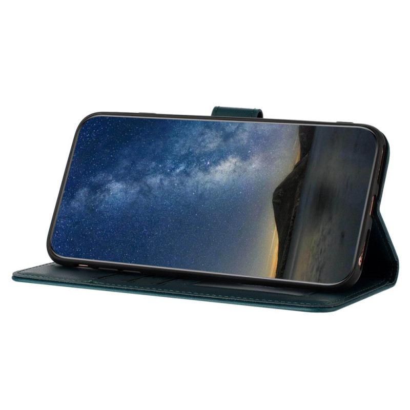 Bőrtok Samsung Galaxy A15 5g Csipke Virágmintás Pánttal