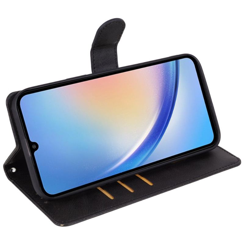 Bőrtok Samsung Galaxy A15 5g Matt Bőr Stílus Pánttal