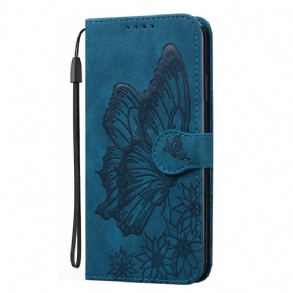 Bőrtok Samsung Galaxy A15 5g Nagyméretű Pillangónyomat Pánttal