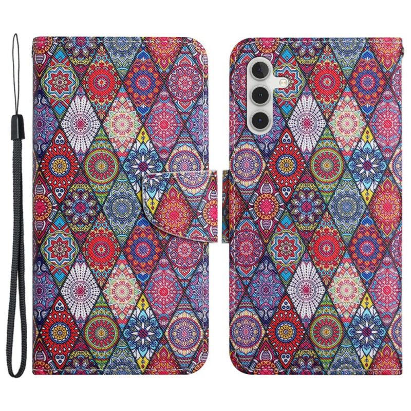 Bőrtok Samsung Galaxy A15 5g Patchwork Szíjjal
