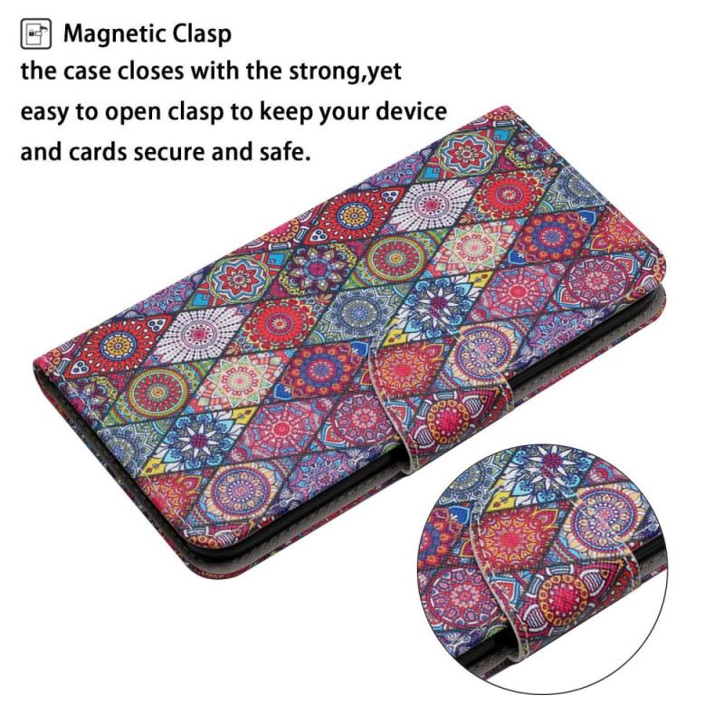 Bőrtok Samsung Galaxy A15 5g Patchwork Szíjjal