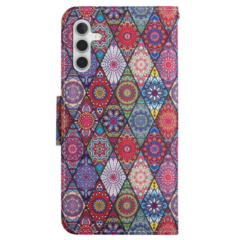 Bőrtok Samsung Galaxy A15 5g Patchwork Szíjjal