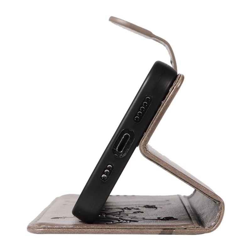 Bőrtok Samsung Galaxy A15 5g Sárgabarack Virágok Szíjjal