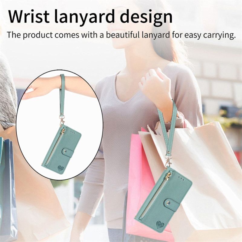 Kinyitható Bőrtok Samsung Galaxy A15 5g Szívminta És Rfid Védelem