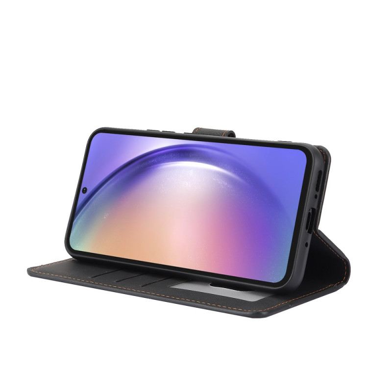 Kinyitható Bőrtok Samsung Galaxy A15 5g Velúr Stílusú Szíjjal