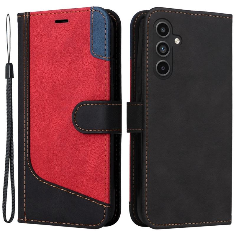 Kinyitható Tokok Samsung Galaxy A15 5g Háromszínű Szíjjal