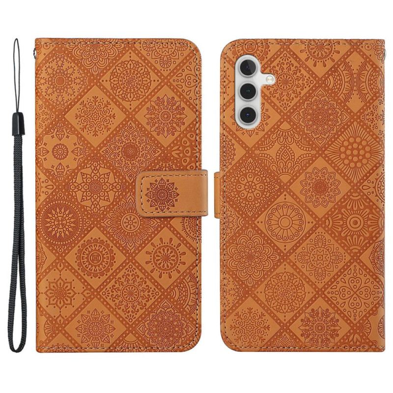 Kinyitható Tokok Samsung Galaxy A15 5g Patchwork Mandalák Szíjjal